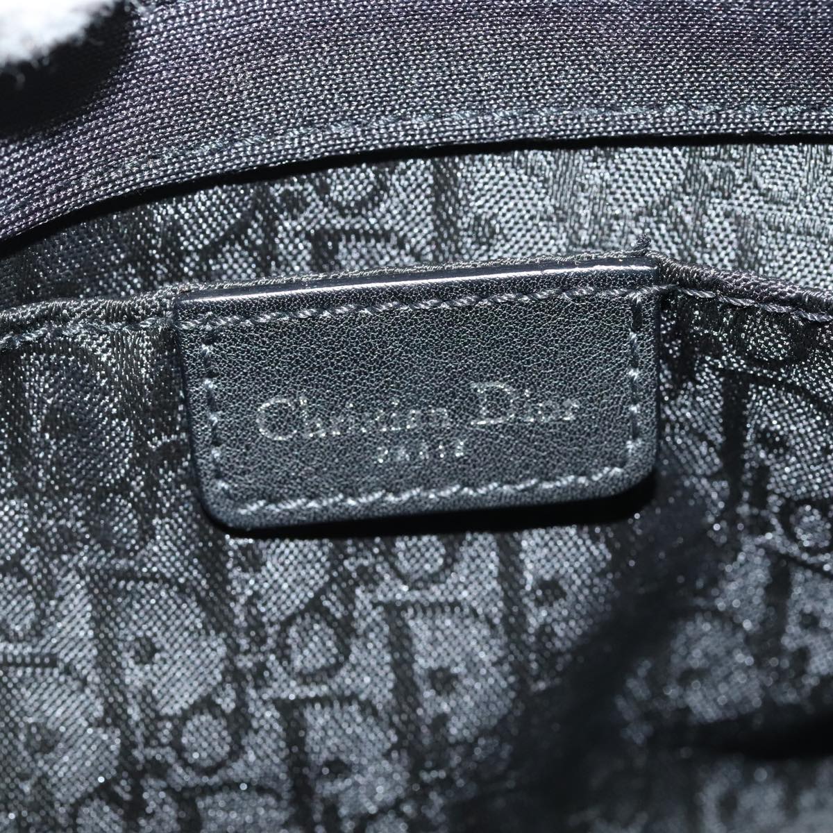 Christian Dior Shoulder Bag Nylon Black Silver Auth 91758