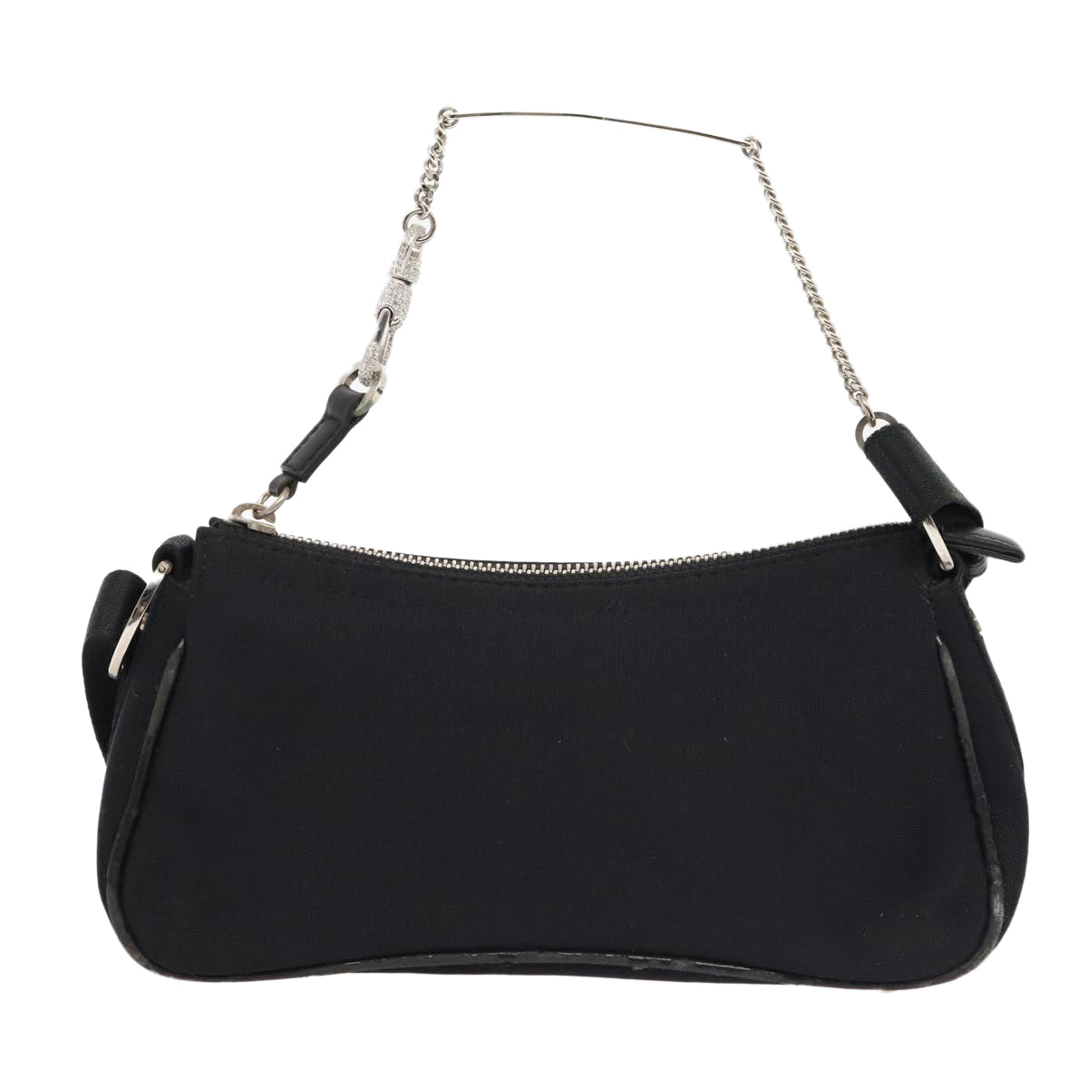 Christian Dior Shoulder Bag Nylon Black Silver Auth 91758