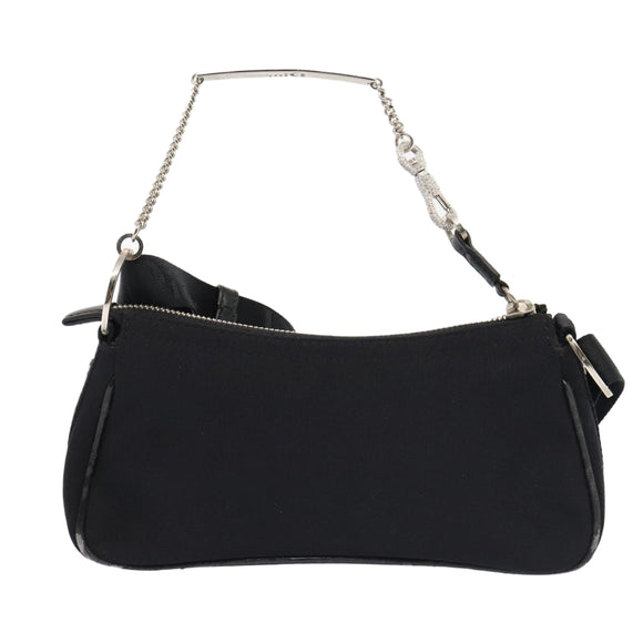 Christian Dior Shoulder Bag Nylon Black Silver Auth 91758