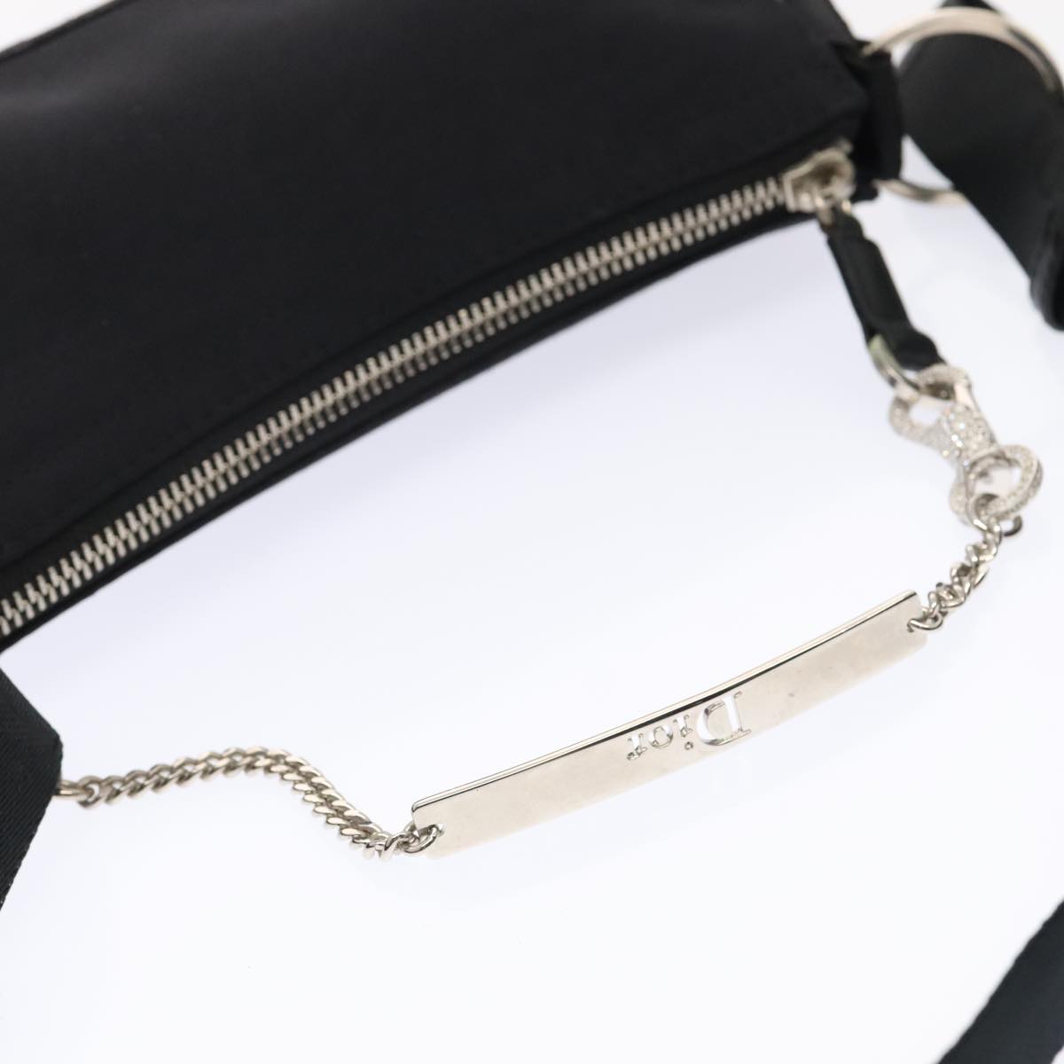 Christian Dior Shoulder Bag Nylon Black Silver Auth 91758