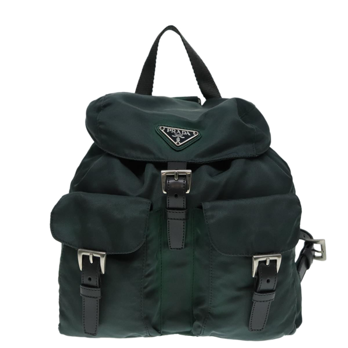 PRADA Backpack Nylon Green Silver Auth 91766