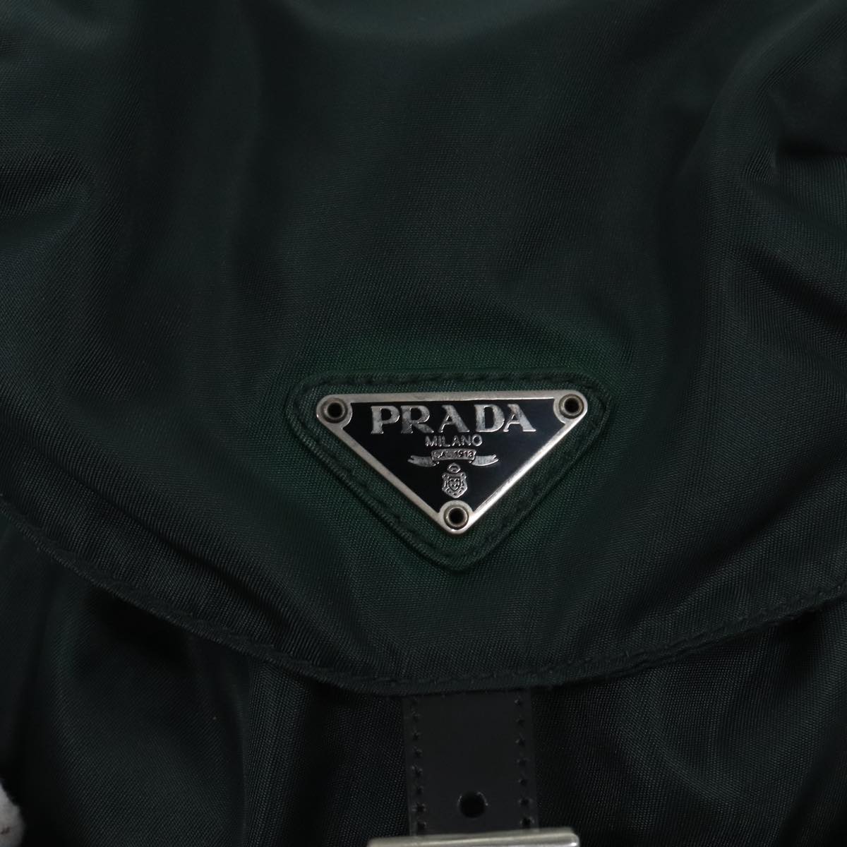 PRADA Backpack Nylon Green Silver Auth 91766