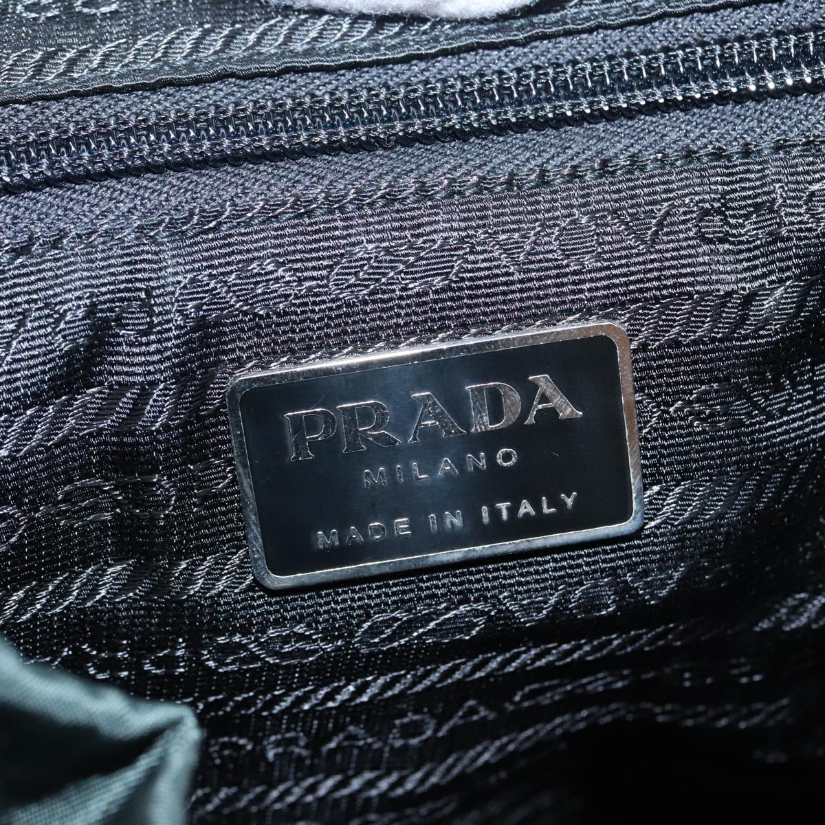 PRADA Backpack Nylon Green Silver Auth 91766