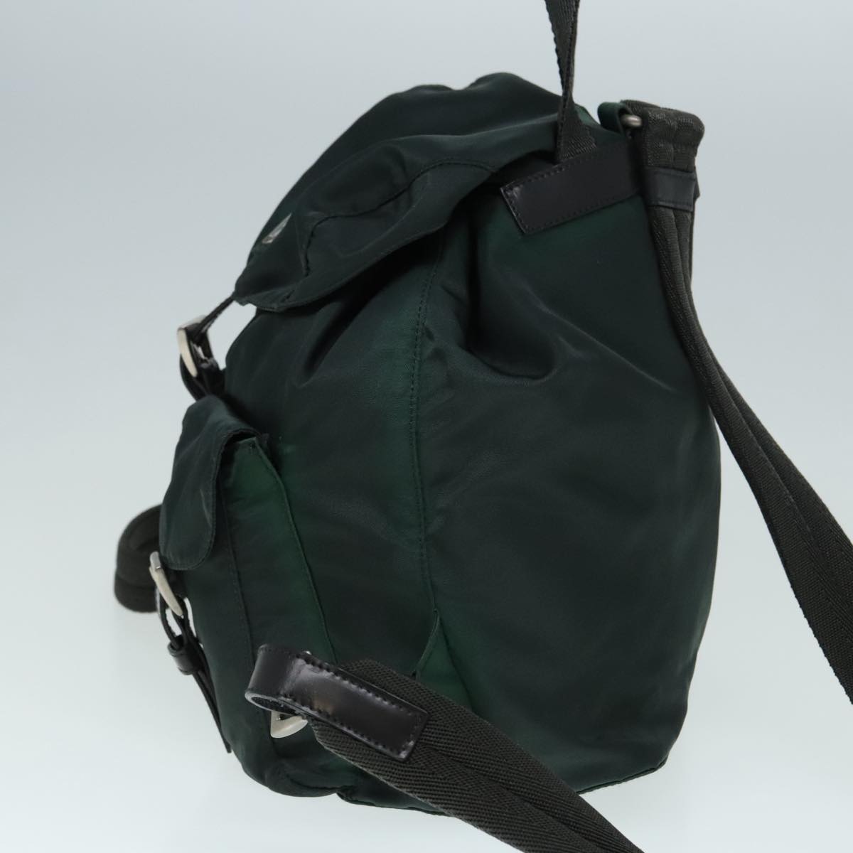 PRADA Backpack Nylon Green Silver Auth 91766