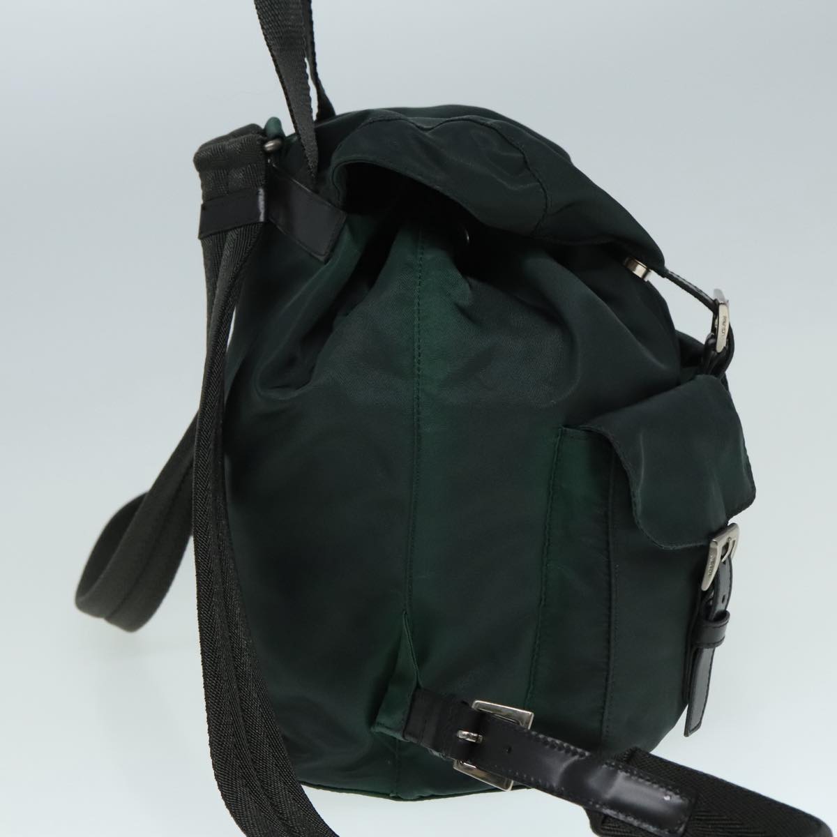 PRADA Backpack Nylon Green Silver Auth 91766