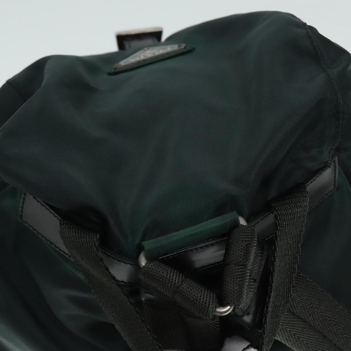 PRADA Backpack Nylon Green Silver Auth 91766