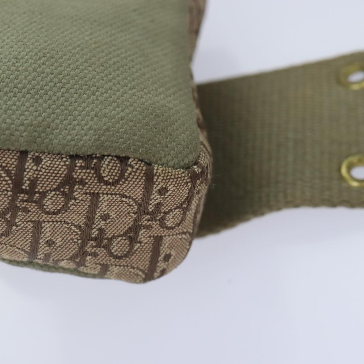 Christian Dior Trotter Canvas Waist Pouch Canvas Khaki Brown gold Auth 91783