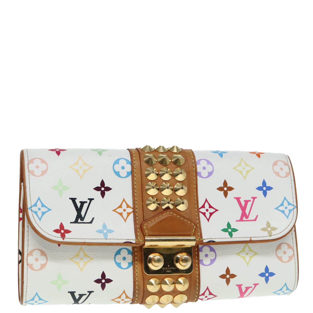 LOUIS VUITTON Monogram Multicolor Pochette Courtney Bag White M45639 Auth 91793