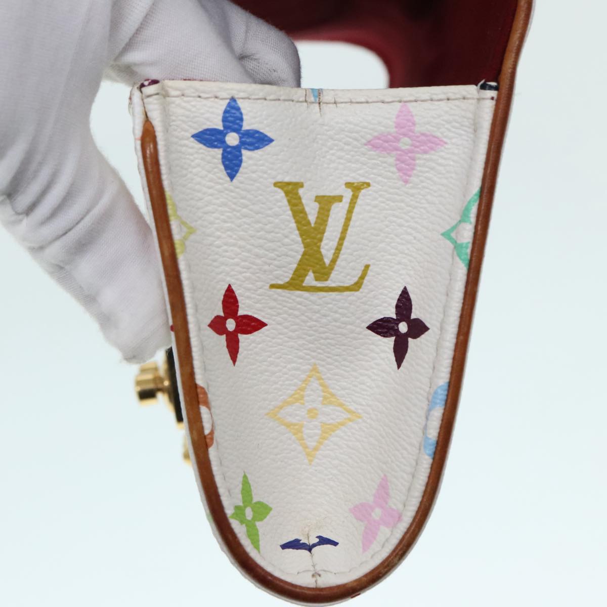 LOUIS VUITTON Monogram Multicolor Pochette Courtney Bag White M45639 Auth 91793