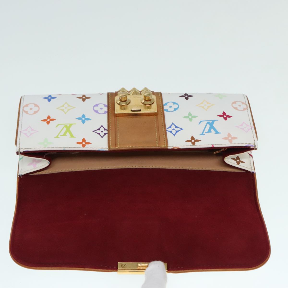 LOUIS VUITTON Monogram Multicolor Pochette Courtney Bag White M45639 Auth 91793