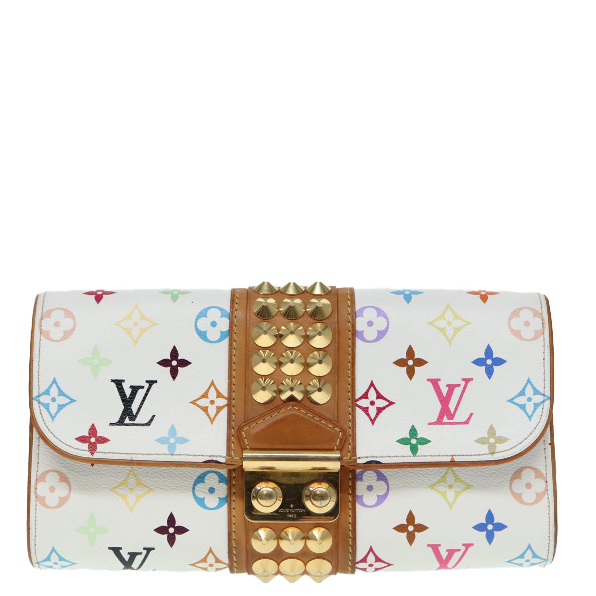 LOUIS VUITTON Monogram Multicolor Pochette Courtney Bag White M45639 Auth 91793