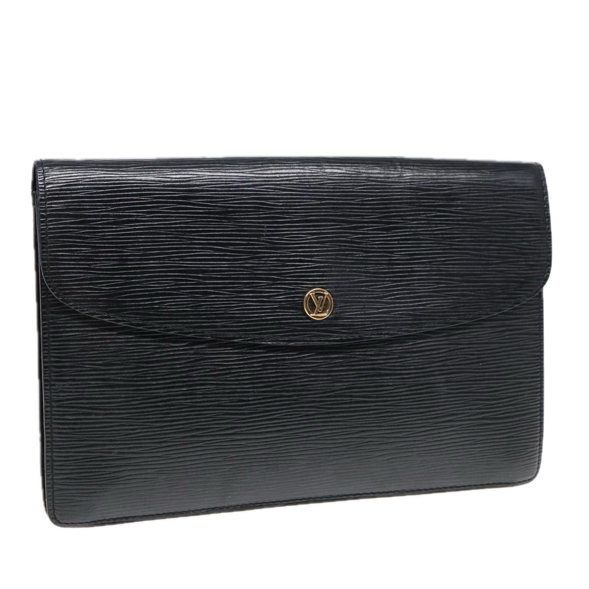 LOUIS VUITTON Epi Montaigne 27 Clutch Bag Black M52652 LV Auth 91794