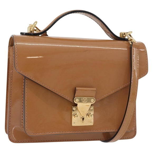 LOUIS VUITTON Vernis Monceau BB Hand Bag 2way Rose Velours M91580 LV Auth 91795