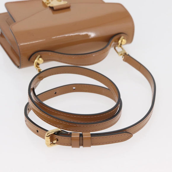 LOUIS VUITTON Vernis Monceau BB Hand Bag 2way Rose Velours M91580 LV Auth 91795