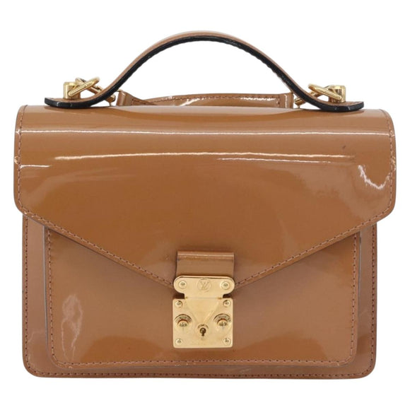 LOUIS VUITTON Vernis Monceau BB Hand Bag 2way Rose Velours M91580 LV Auth 91795