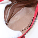 BURBERRY Nova Check Hand Bag Canvas Leather Beige Red gold Auth 91808-12