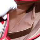 BURBERRY Nova Check Hand Bag Canvas Leather Beige Red gold Auth 91808-21