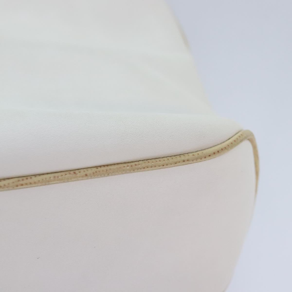 CELINE Shoulder Bag Leather White Beige gold Auth 91813