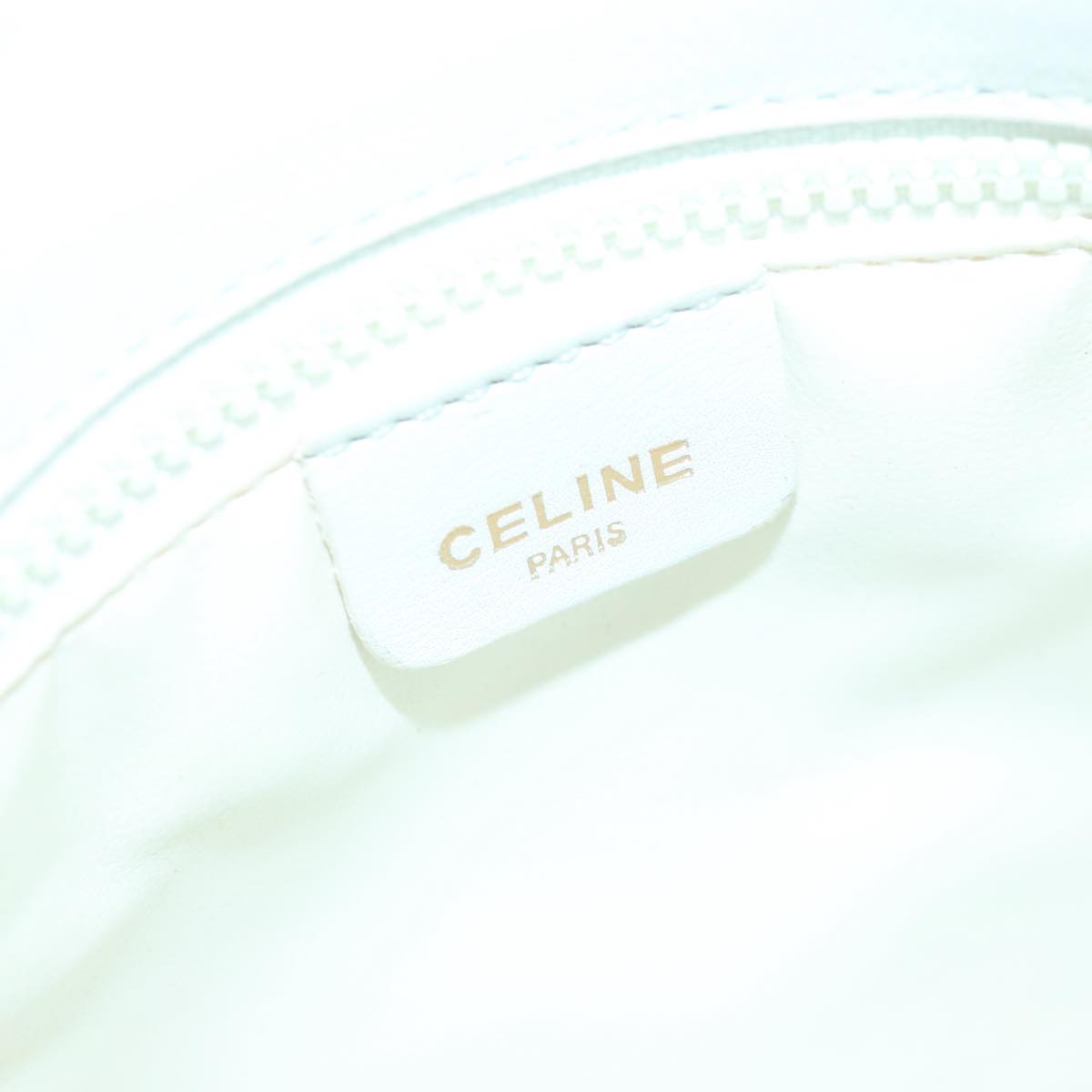 CELINE Shoulder Bag Leather White Beige gold Auth 91813