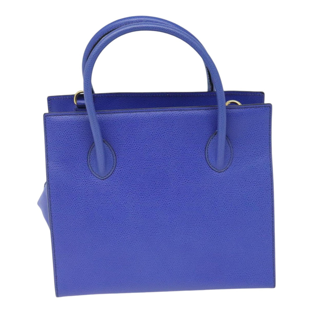 CELINE Shoulder Bag Leather 2way Blue Gold Auth 91831 - 0