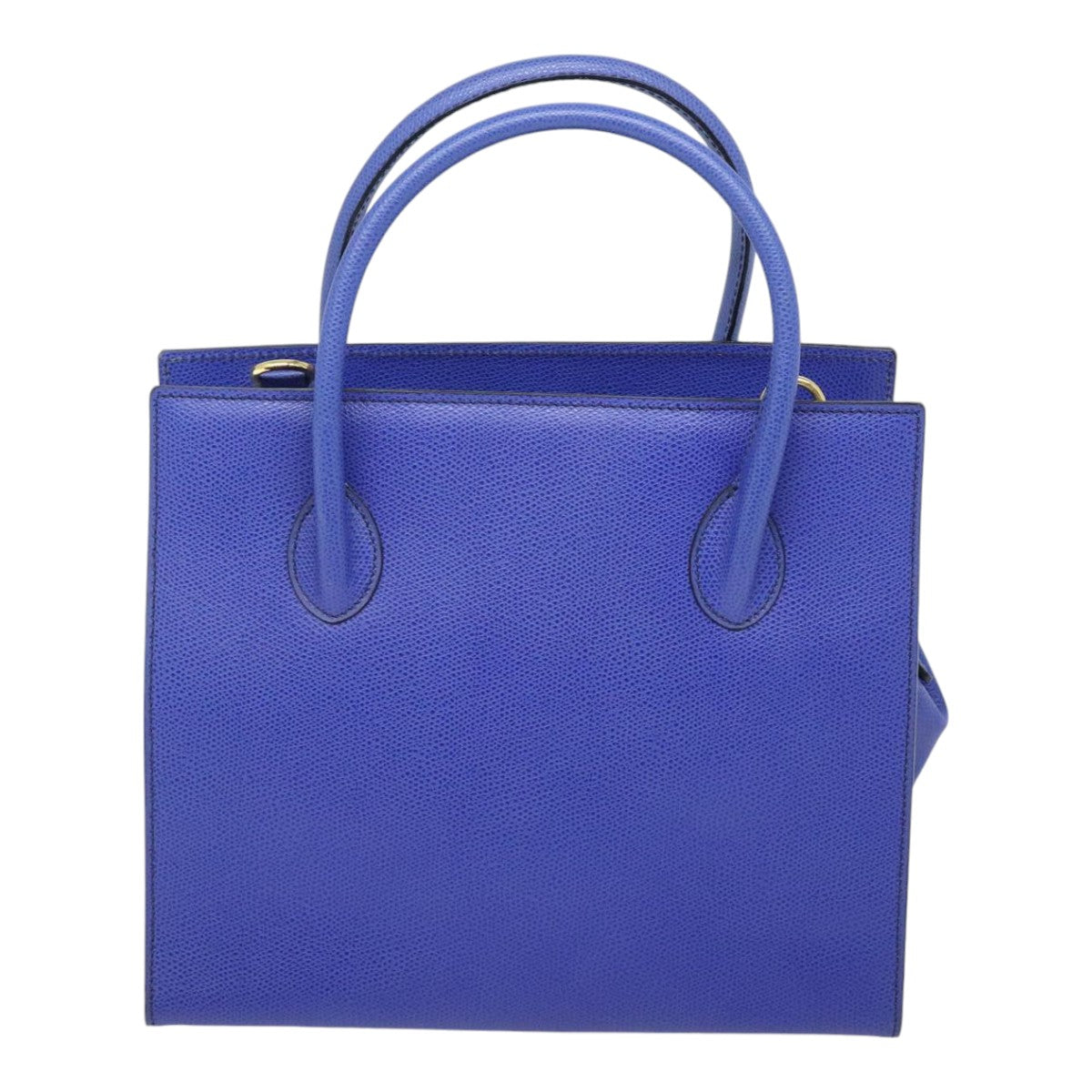 CELINE Shoulder Bag Leather 2way Blue Gold Auth 91831