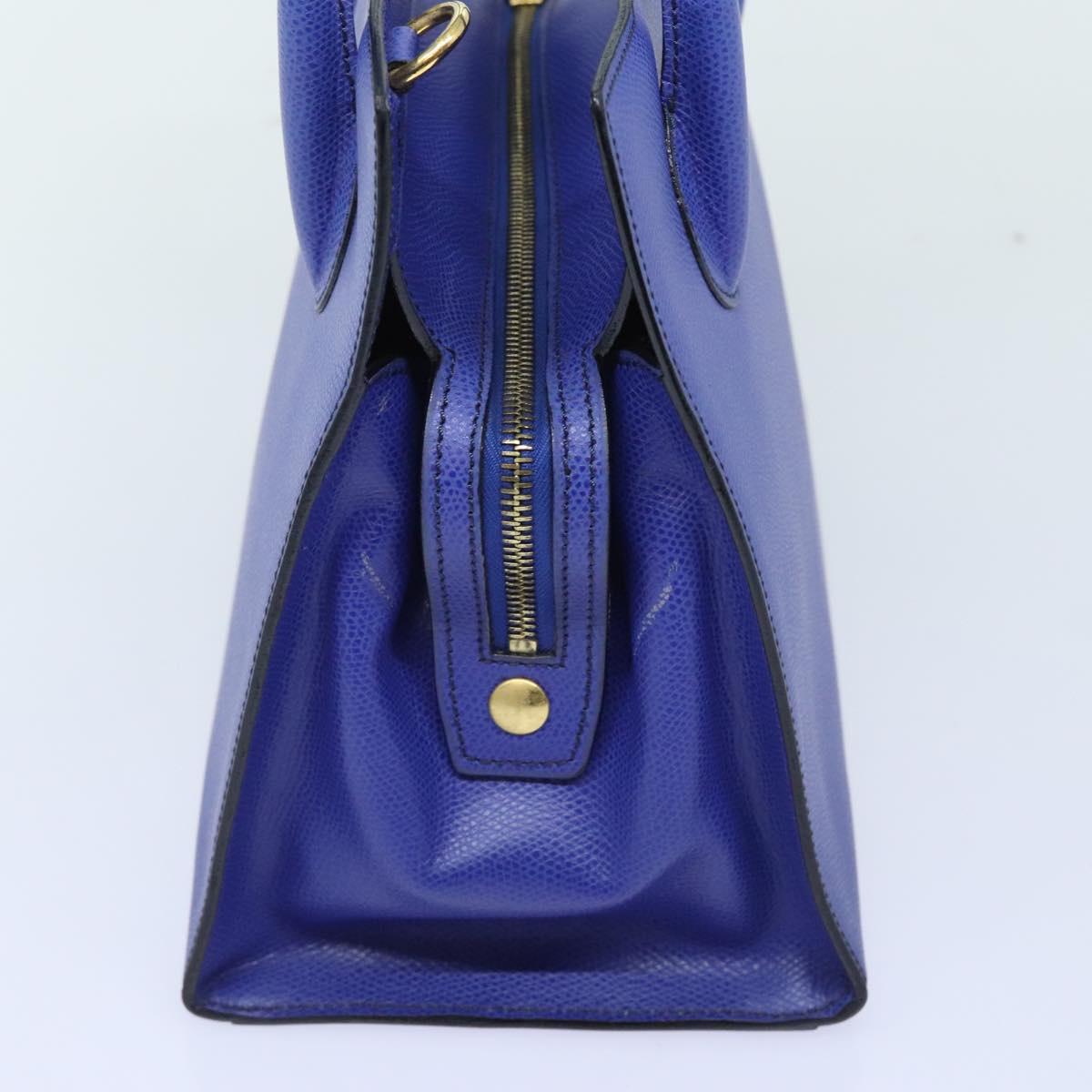 CELINE Shoulder Bag Leather 2way Blue Gold Auth 91831