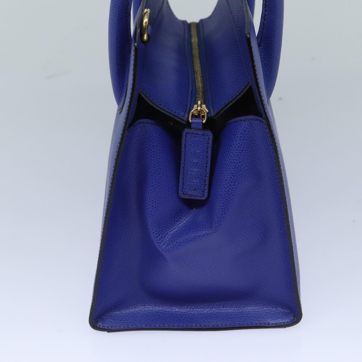 CELINE Shoulder Bag Leather 2way Blue Gold Auth 91831