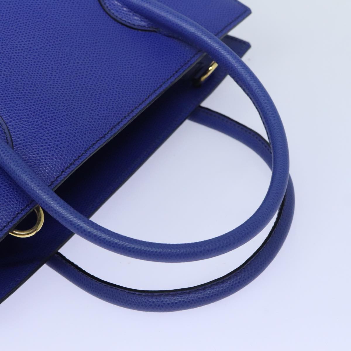 CELINE Shoulder Bag Leather 2way Blue Gold Auth 91831