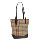 Burberrys Nova Check Shoulder Bag Canvas Leather Beige Brown gold Auth 91832-1