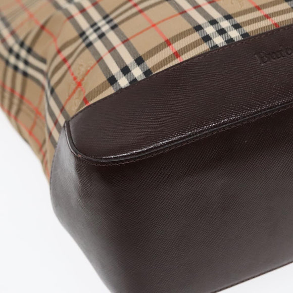 Burberry Nova Check Umhängetasche Canvas Leder Beige Braun Gold Auth 91832