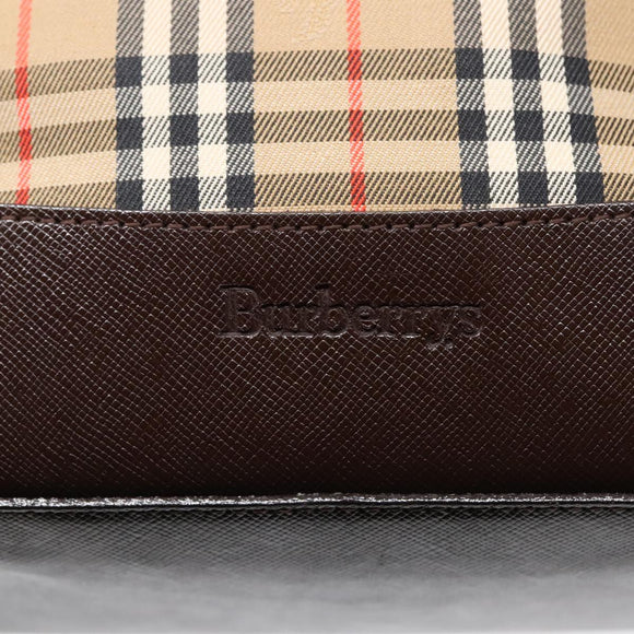 Burberry Nova Check Umhängetasche Canvas Leder Beige Braun Gold Auth 91832
