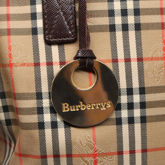 Burberrys Nova Check Shoulder Bag Canvas Leather Beige Brown gold Auth 91832