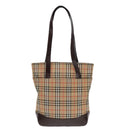 Burberrys Nova Check Shoulder Bag Canvas Leather Beige Brown gold Auth 91832-2