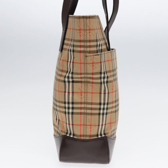 Burberry Nova Check Umhängetasche Canvas Leder Beige Braun Gold Auth 91832