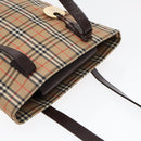 Burberrys Nova Check Shoulder Bag Canvas Leather Beige Brown gold Auth 91832-6