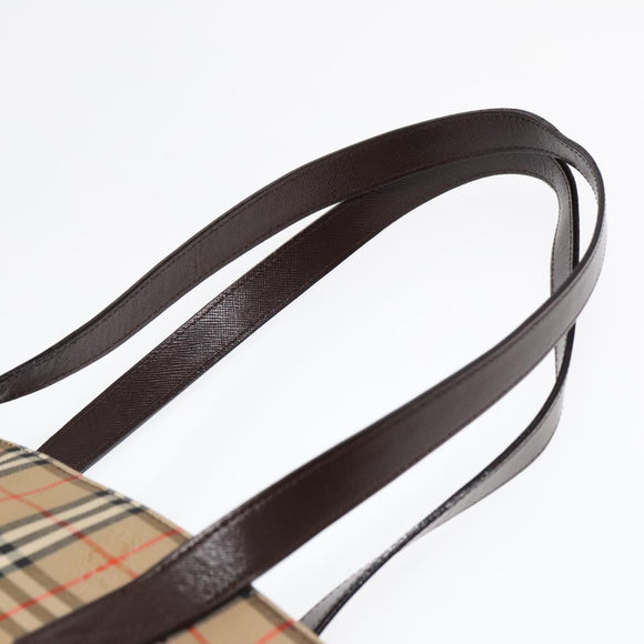 Burberry Nova Check Umhängetasche Canvas Leder Beige Braun Gold Auth 91832