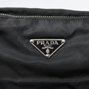 PRADA Shoulder Bag Nylon Leather Black Silver Auth 91835-18