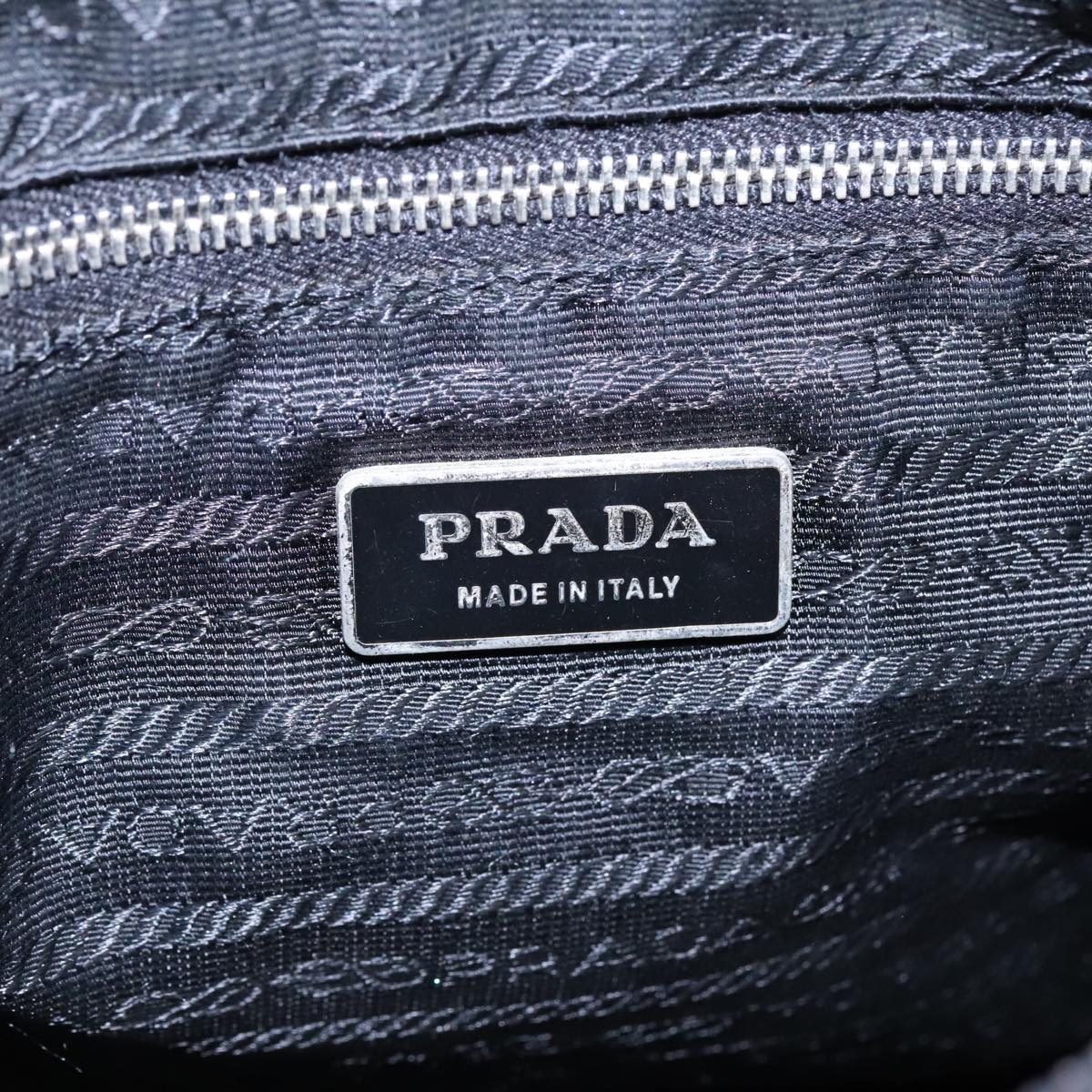 PRADA Shoulder Bag Nylon Leather Black Silver Auth 91835