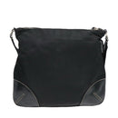 PRADA Shoulder Bag Nylon Leather Black Silver Auth 91835-2
