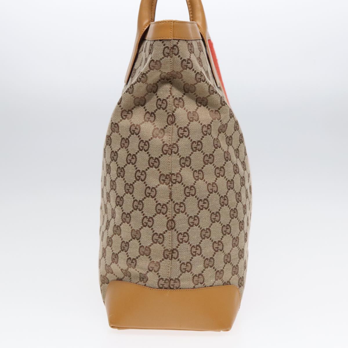 GUCCI GG Canvas Sherry Line Tote Bag Beige Red Silver 002.1093 Auth 91841