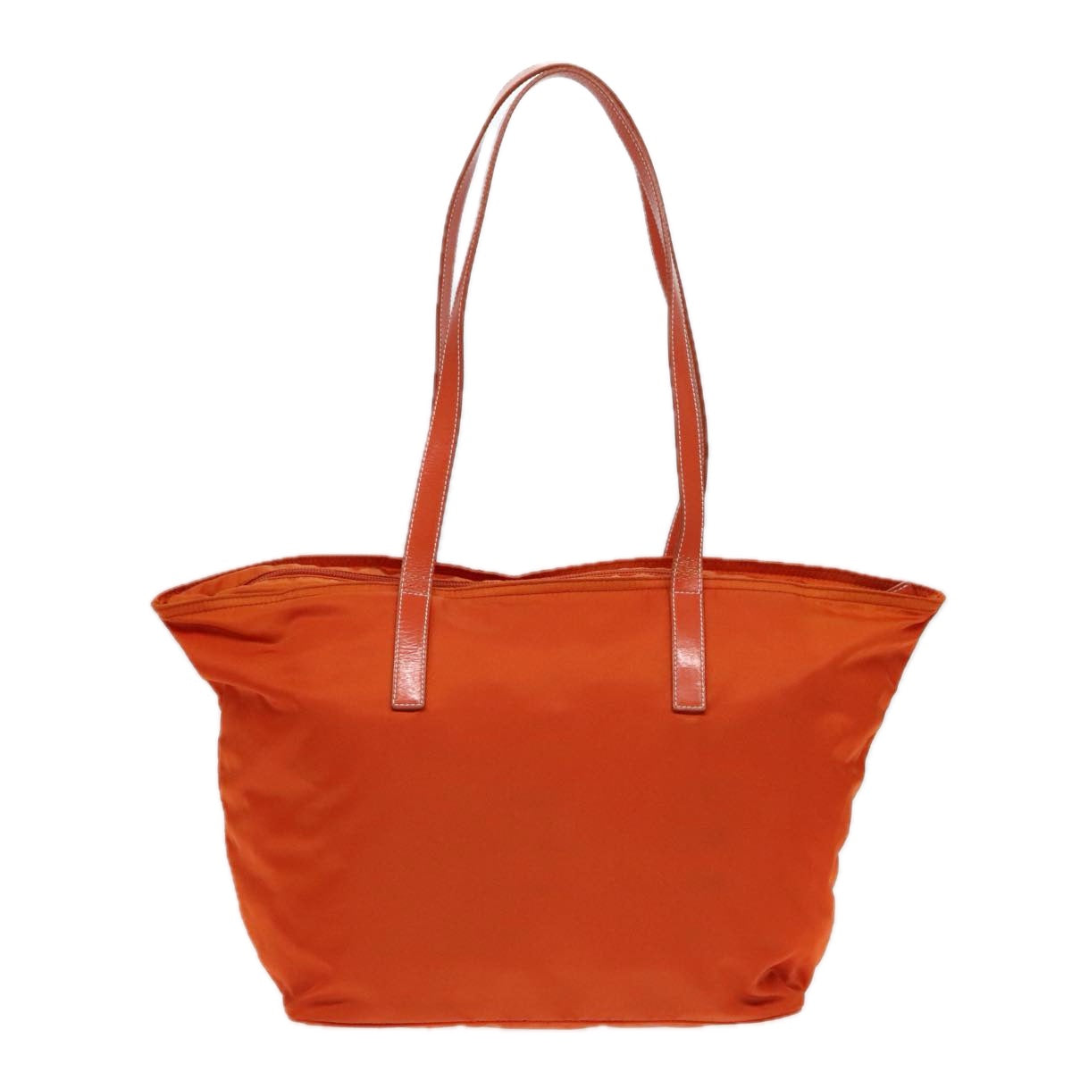 PRADA Tote Bag Nylon Leather Orange Silver Auth 91856 - 0