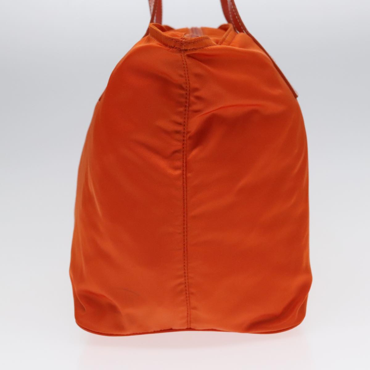 PRADA Tote Bag Nylon Leather Orange Silver Auth 91856