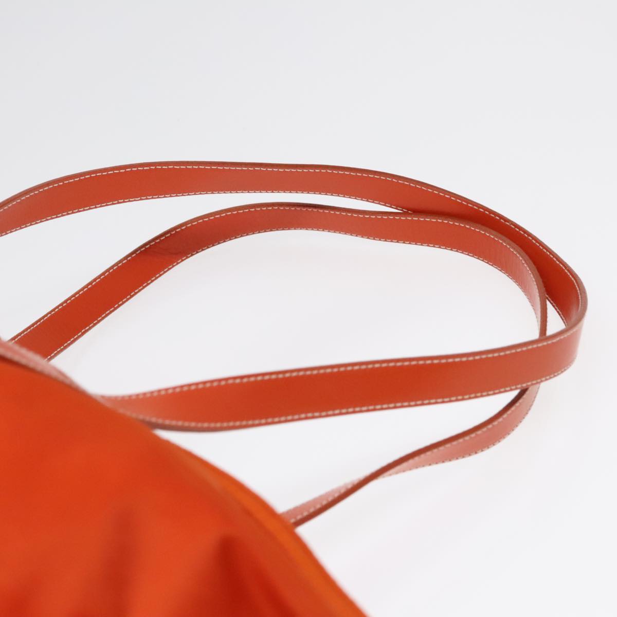 PRADA Tote Bag Nylon Leather Orange Silver Auth 91856