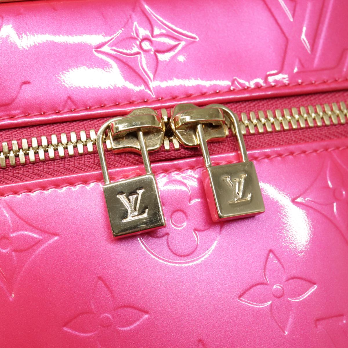 LOUIS VUITTON Monogram Vernis Sullivan Vertical Bag Pink M91259 LV Auth 91863