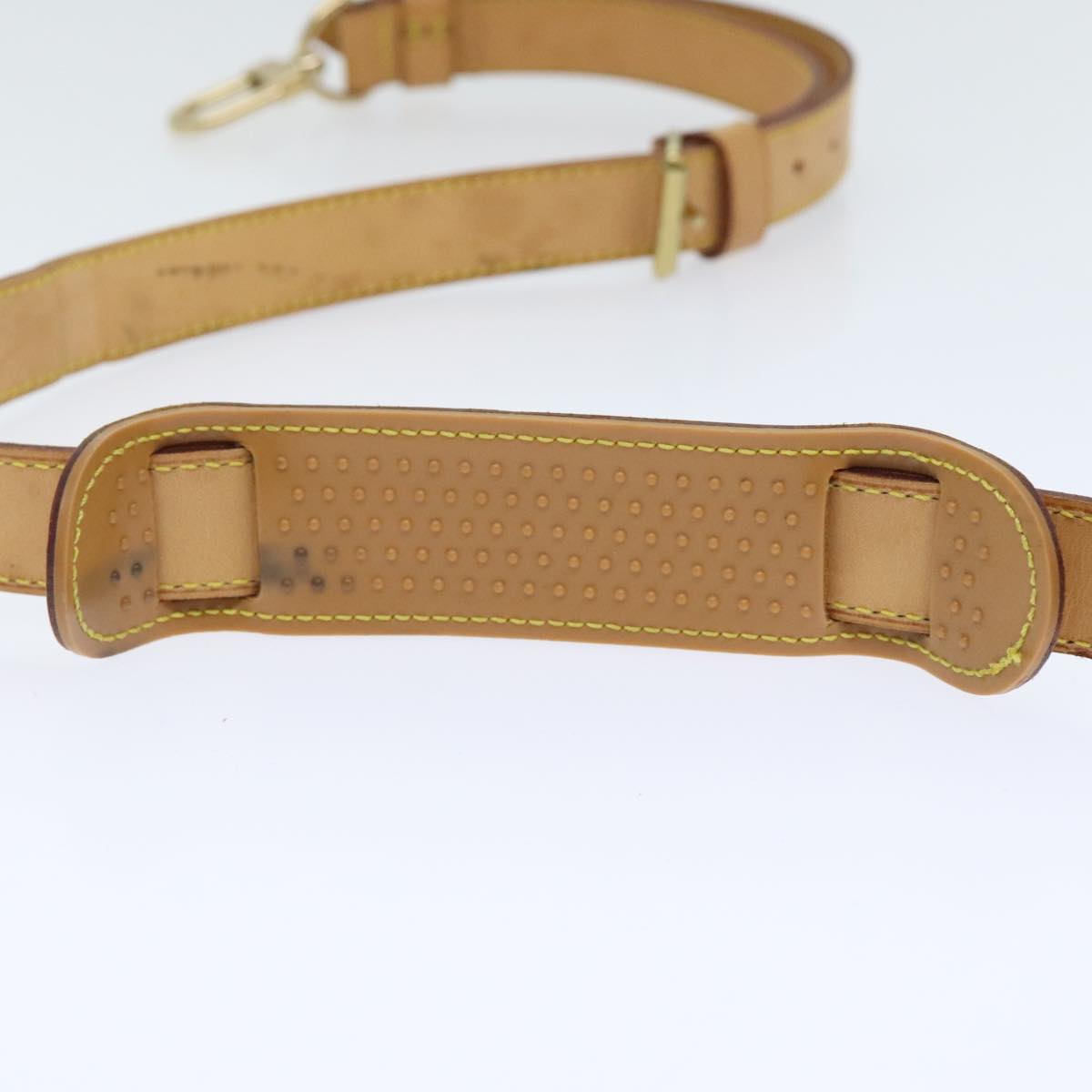 LOUIS VUITTON Adjustable Shoulder Strap Leather 35""-42.1"" Beige LV Auth 91873