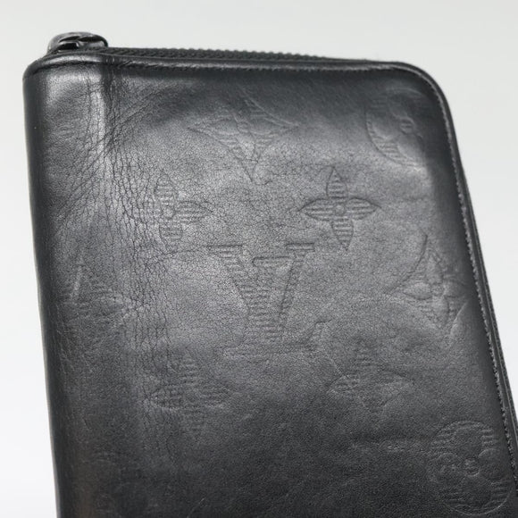 LOUIS VUITTON Monogram Shadow Zippy Portemonnee Verticaal Zwart M62902 LV Auth 91911