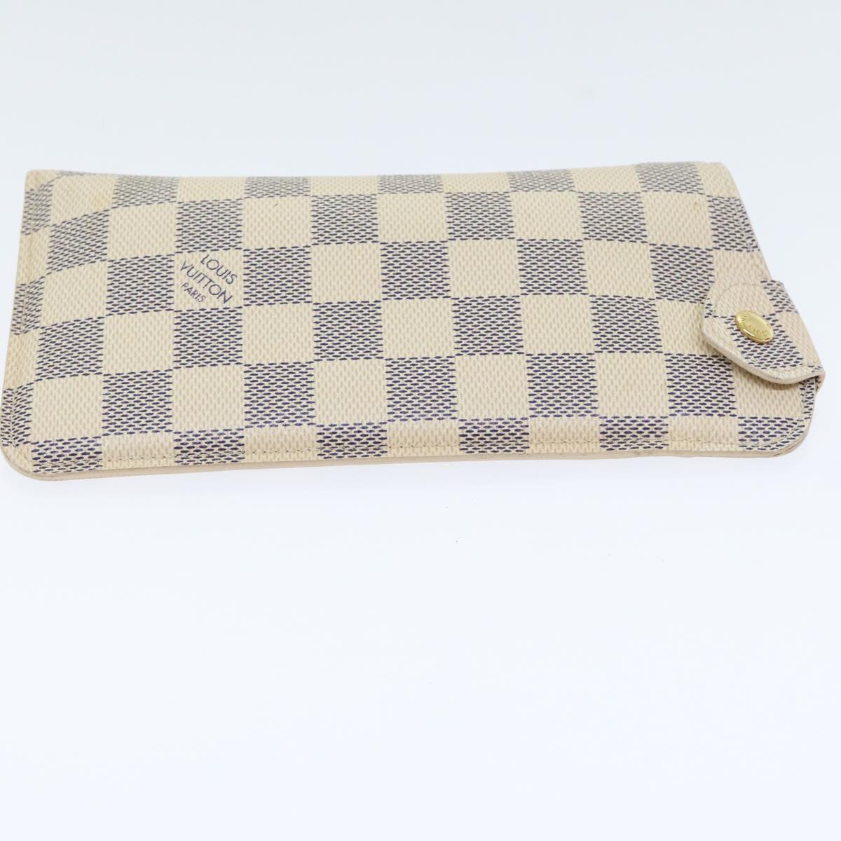 LOUIS VUITTON Damier Azur Etui Lunettes MM Glasses Case N60025 LV Auth 91923