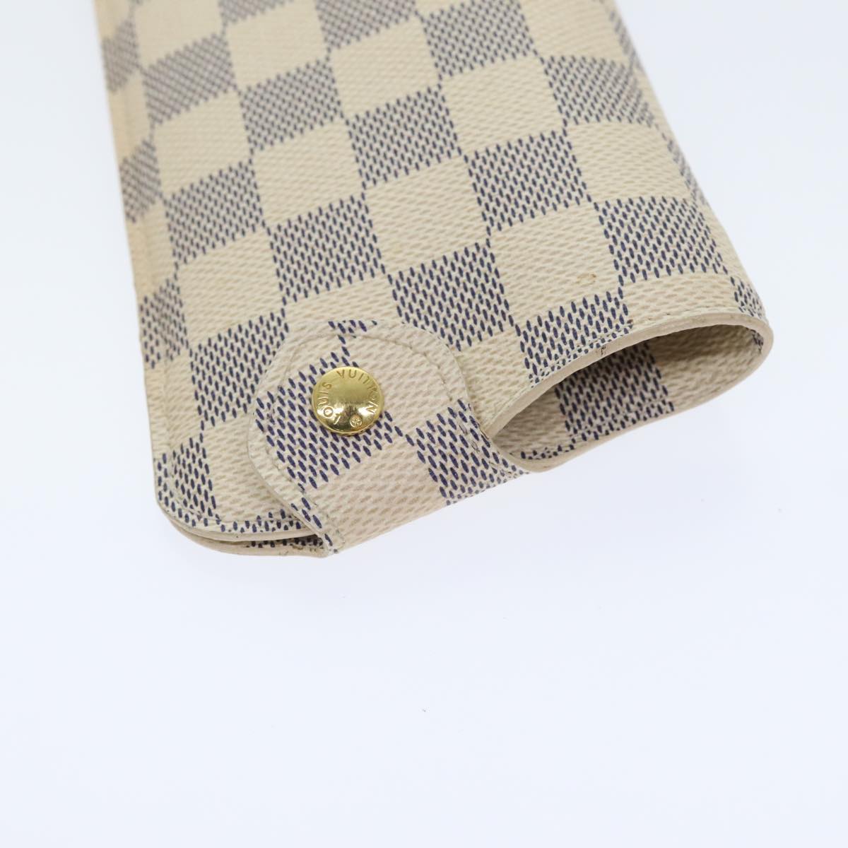 LOUIS VUITTON Damier Azur Etui Lunettes MM Glasses Case N60025 LV Auth 91923