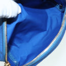 PRADA Pouch Nylon Blue Gold Auth 91930-11