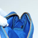PRADA Pouch Nylon Blue Gold Auth 91930-18